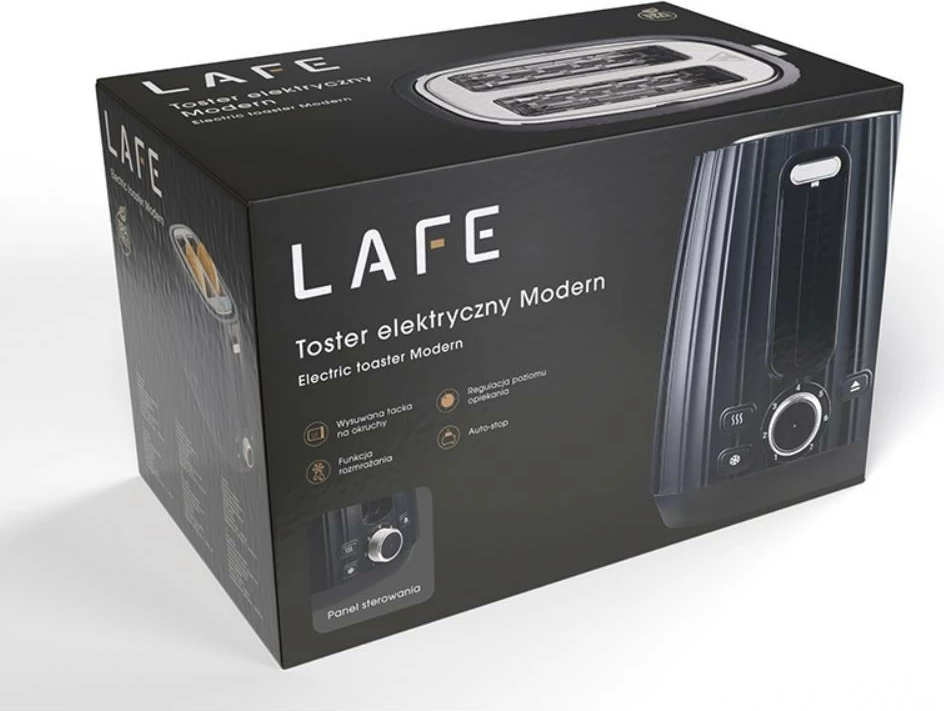 Toaster Lafe LAFTST47464, 7 nivele pjekje, funksion shkrirje/ngrohje, i zi