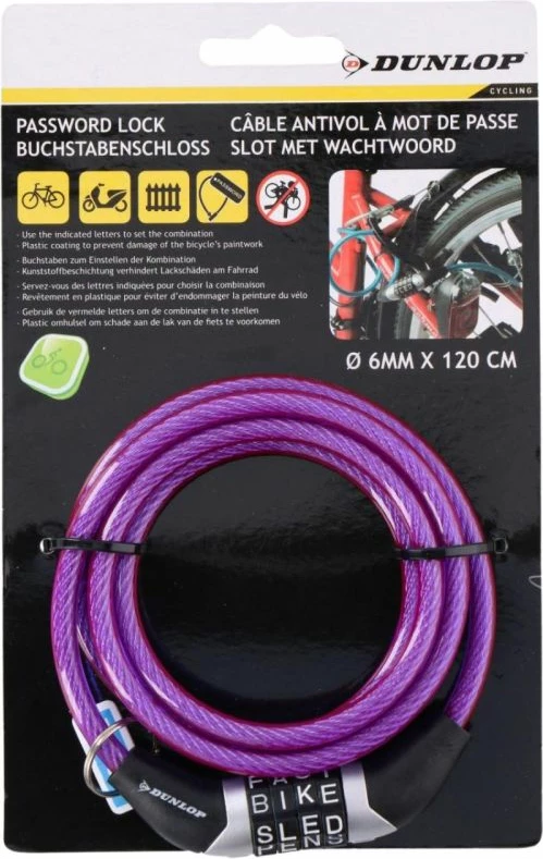 Kyç spirale për biçikleta Dunlop, vjollcë