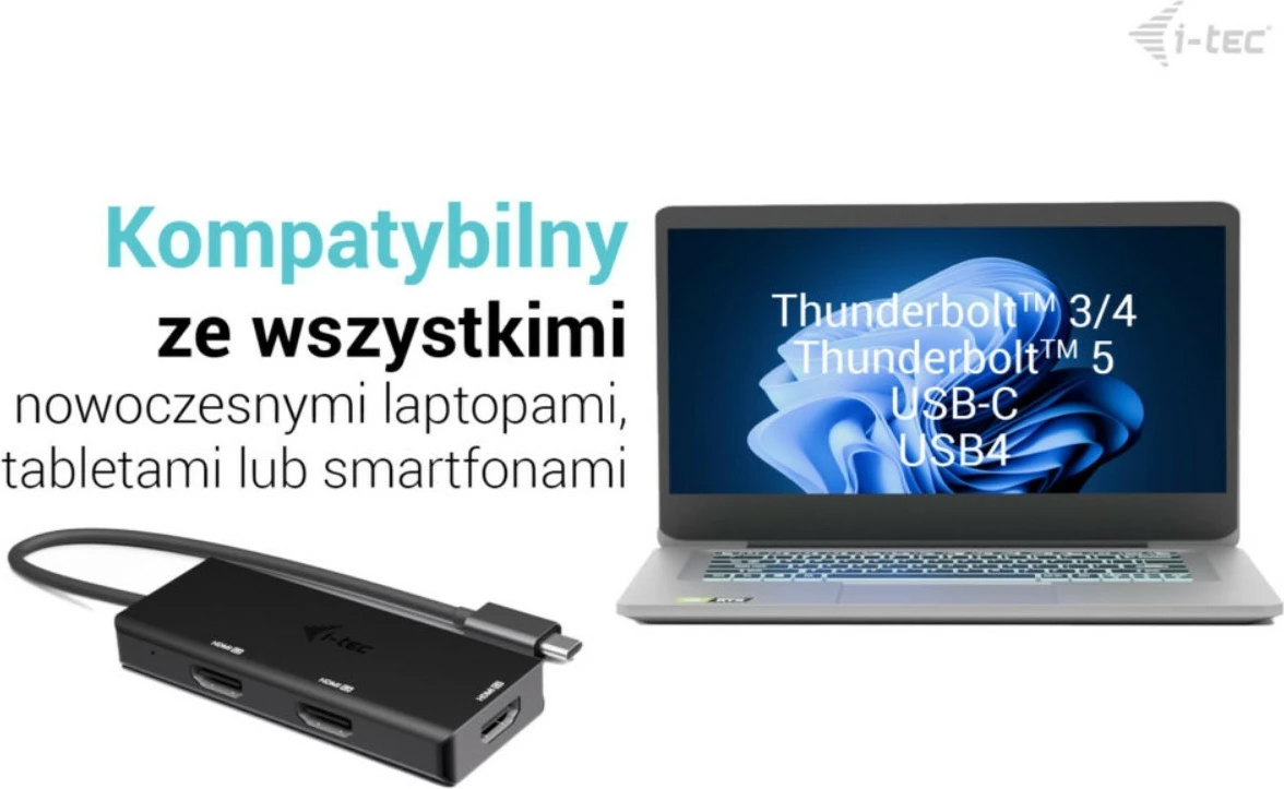 Stacion dokimi USB-C, i-tec, C31TRIPLE4KHDMIPD, 3x HDMI 4K/60 ose 1440p/144 Hz, Power Delivery 100W, kabllo 20 cm, e zezë
