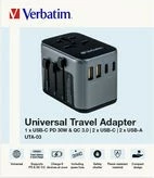 Adapter udhëtimi Verbatim UTA-03, 30W PD, 3x USB-C, 2x USB-A, i zi/gri