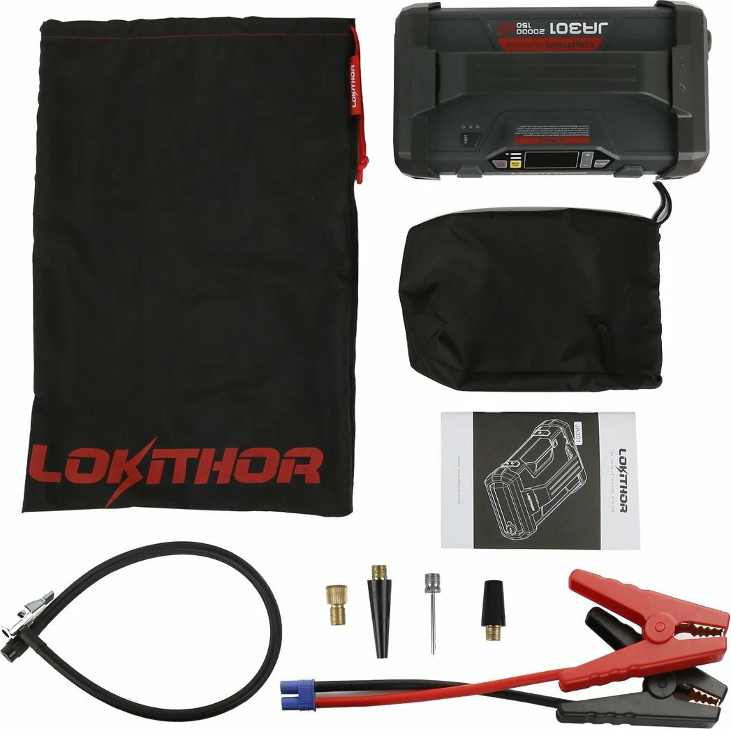 Jump starter Lokithor JA301, powerbank 20000mAh, kompresor, dritë LED, i zi
