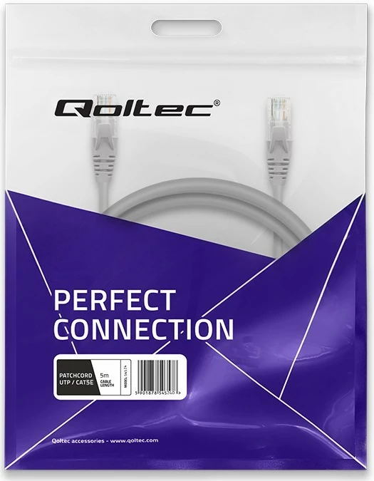 Kabllo rrjeti Qoltec CAT5e, 5m, RJ-45, Gri