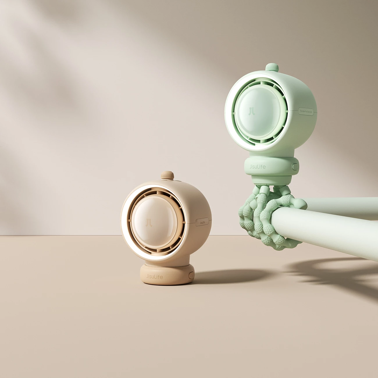 Ventilator portativ Jisulife Life2S me këmbë fleksibile, 5000mAh, filter ajri, USB-C, Jeshil