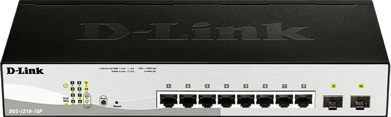 Switch D-Link DGS-1210-10P, Managed, 8 porta Gigabit, PoE, rack 1U, i zi