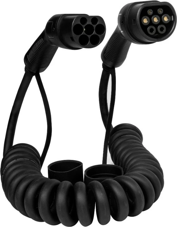 Kabllo karikimi spirale Defenzo Spiro AC7, Type 2, 5m, e zezë, me torbë transporti