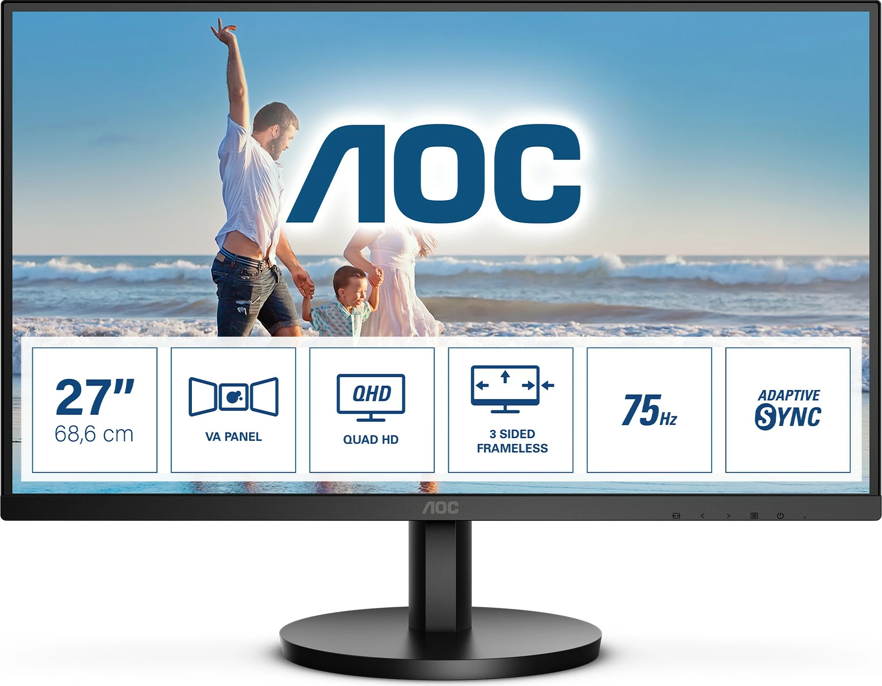 Monitor AOC Q27B3MA, 27", 2560 x 1440 pixels, Quad HD, LED, 4 ms, i zi