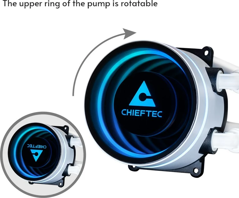 Kasë ftohëse uji Chieftec ICEBERG 240-RGB-W, 2x12 cm, RGB, e bardhë