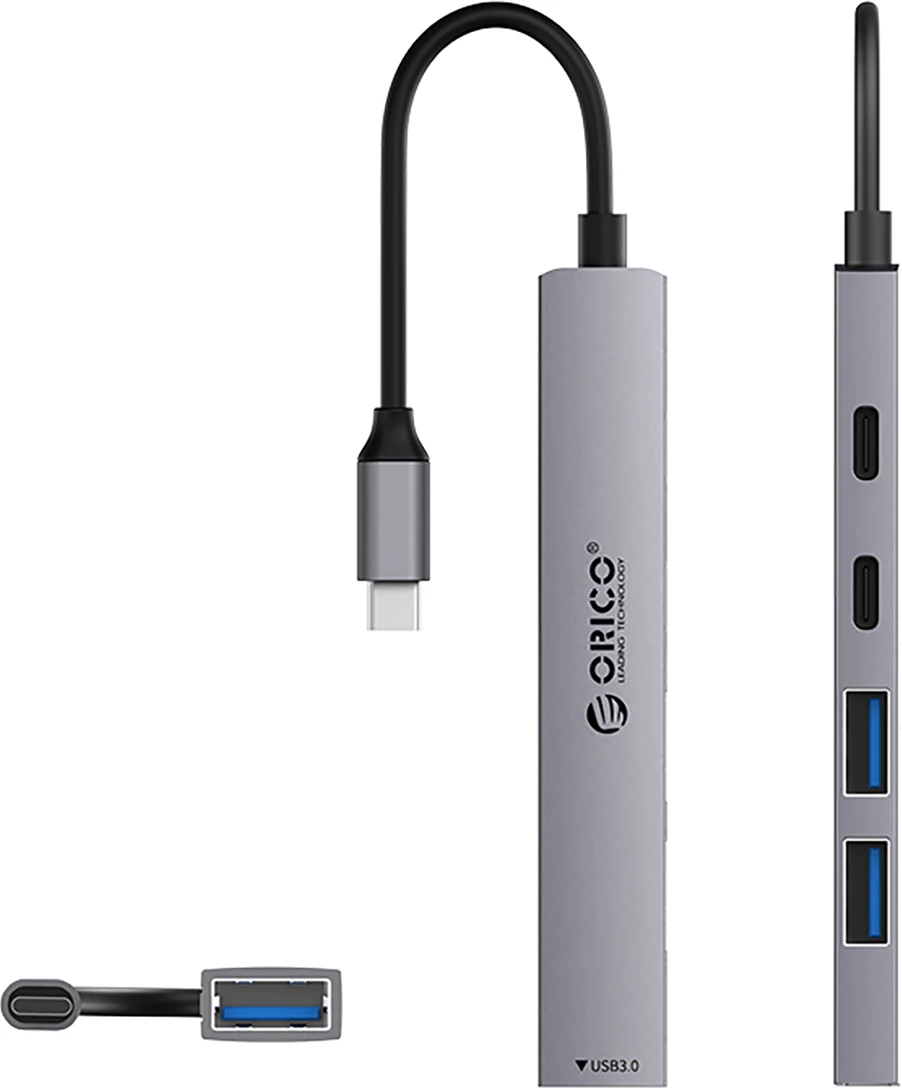 Kasë Orico YSB4-U2, 5 porta (2x USB-A 2.0, 1x USB-A 3.0, 1x USB-C 2.0, 1x USB-C PD 65W), Gri