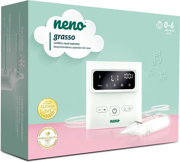 Aspirator elektrik për hundë neno Grasso, i bardhë, me 3 mbulesa