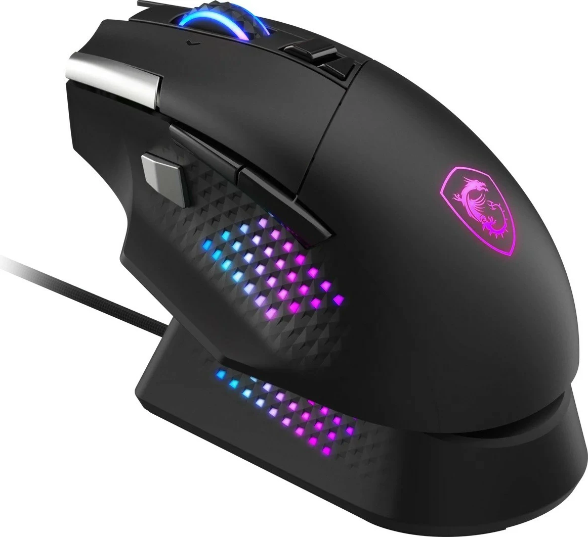 Maus gaming MSI Versa Pro W + Mouse Dock Pro, RGB, Wireless/Wired, i zi