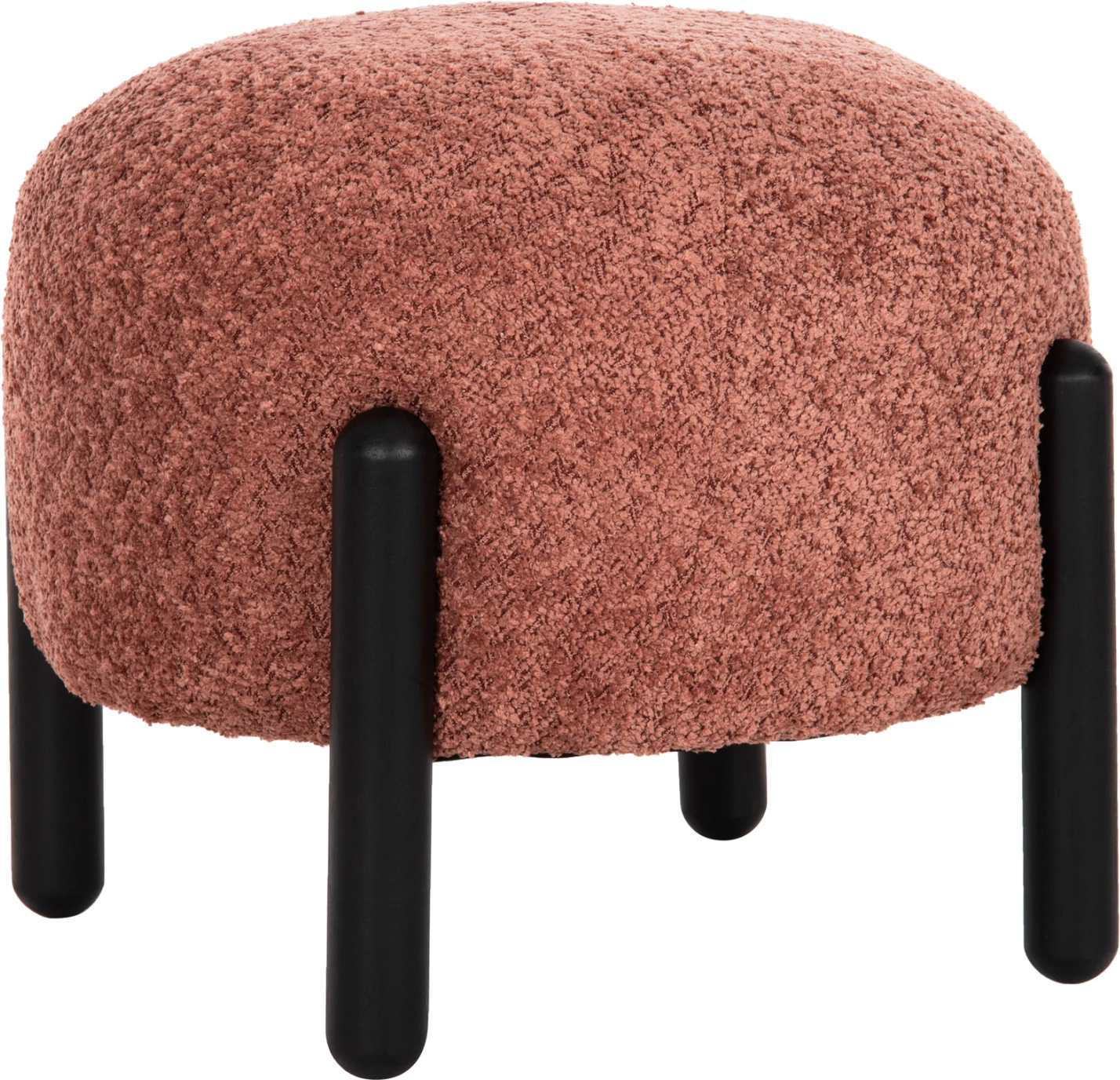 Stol i rrumbullakët EWAN FH9596.02 me pëlhurë boucle rozë dhe këmbë metalike të zeza Φ45x36Hcm