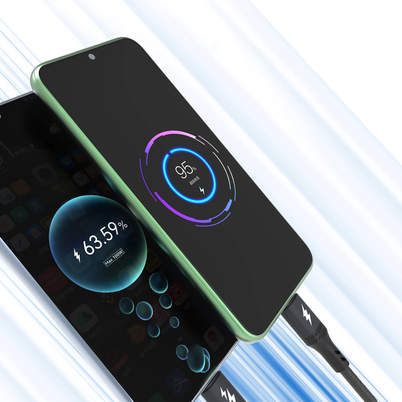 Kabllo karikimi Dudao L3F 2in1, 1.2m, 100W, 2x USB-C, e zezë