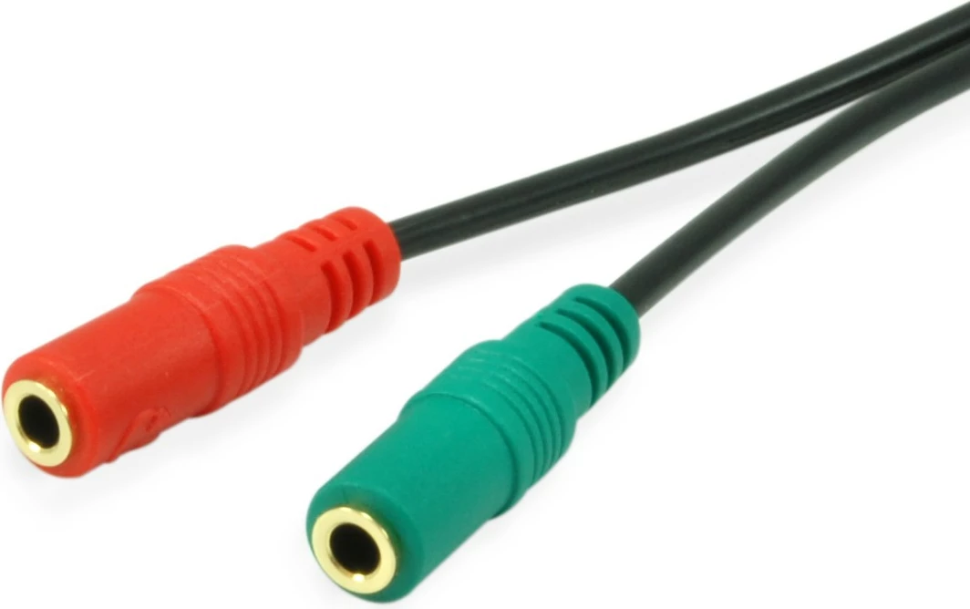 Kabllo audio ndarëse Equip 147943, 1.5m, 2x3.5mm femër në 3.5mm mashkull, e zezë
