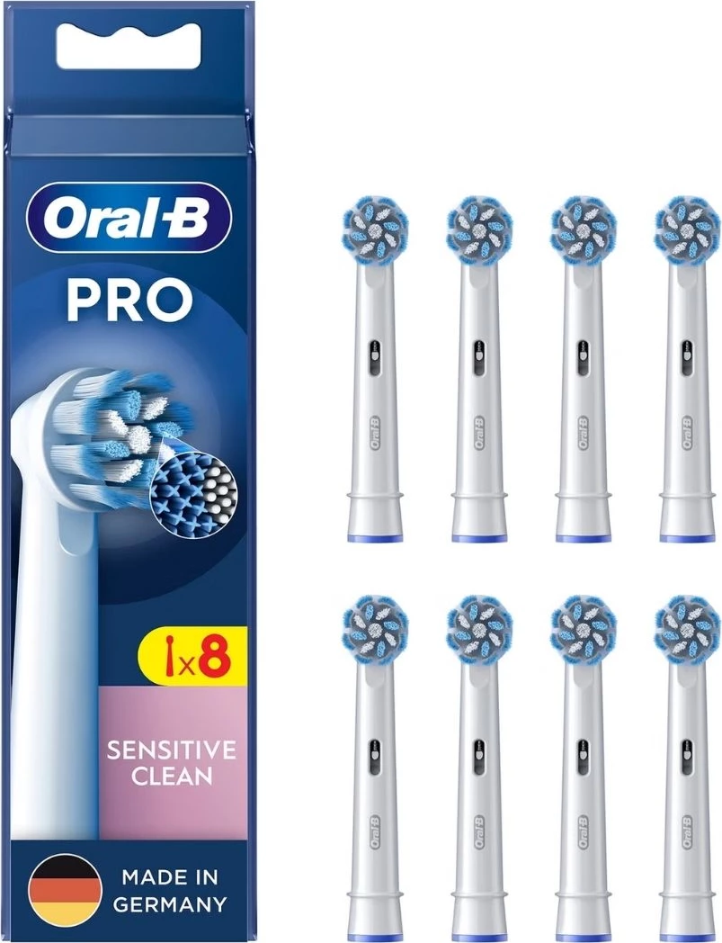 Kokë furçe sonike, Oral-B, 860649 Sensitive Clean, 8 copë, bardhë, set 8-pack