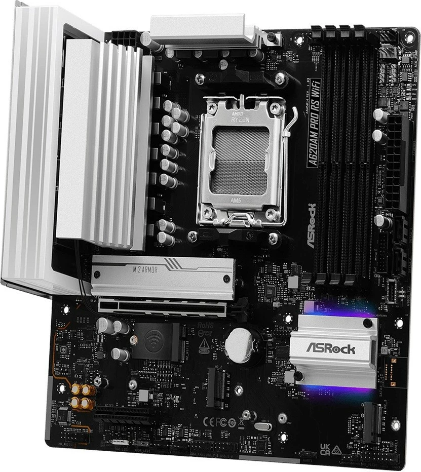 Pllakë amë ASRock A620AM PRO RS WIFI, Socket AM5, 4 DDR5, micro ATX, e zezë