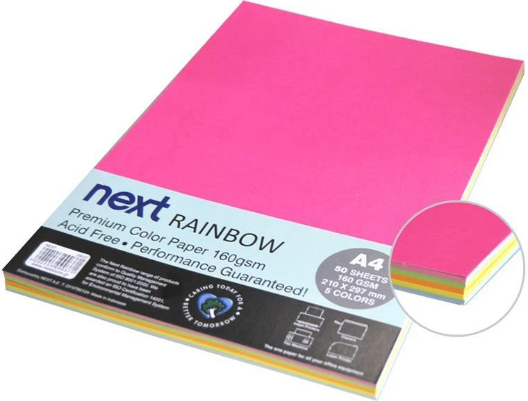 Letër kopjimi NEXT 50 fletë A4, 160g, 5 ngjyra