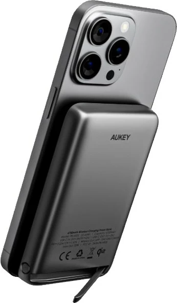 Power bank AUKEY PB-MS06 MagSafe, 10000mAh, 30W, Qi2, e zezë