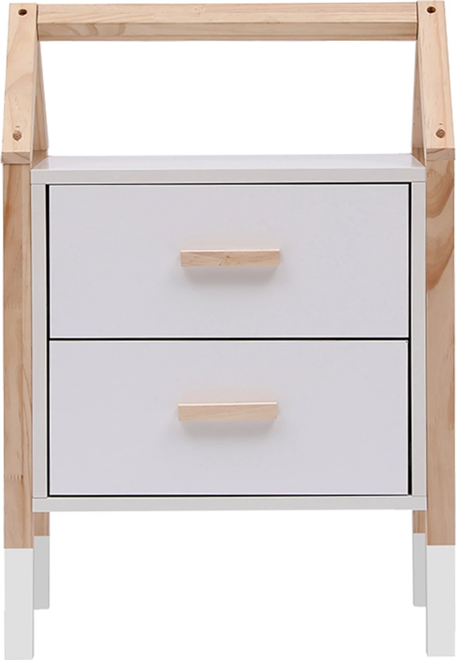 Komodinë për fëmijë PEPE, ngjyrë e bardhë-melaminë, dru pishe natyrale, 46x30x67cm