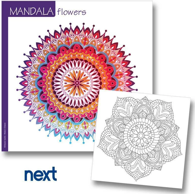 Libër ngjyrosës Next Mandala Flowers 36 fletë 23x23cm