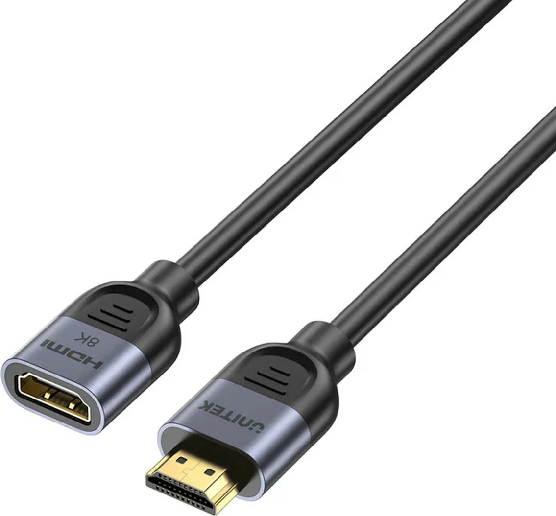 Zgjatës HDMI Unitek 2.1, 8K 0.5m, ngjyrë argjend-zi