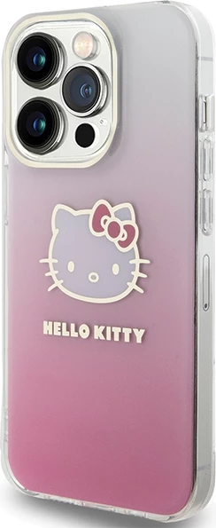 Mbështjellës Hello Kitty IML Gradient Electrop Kitty Head për iPhone 15 Pro Max, rozë