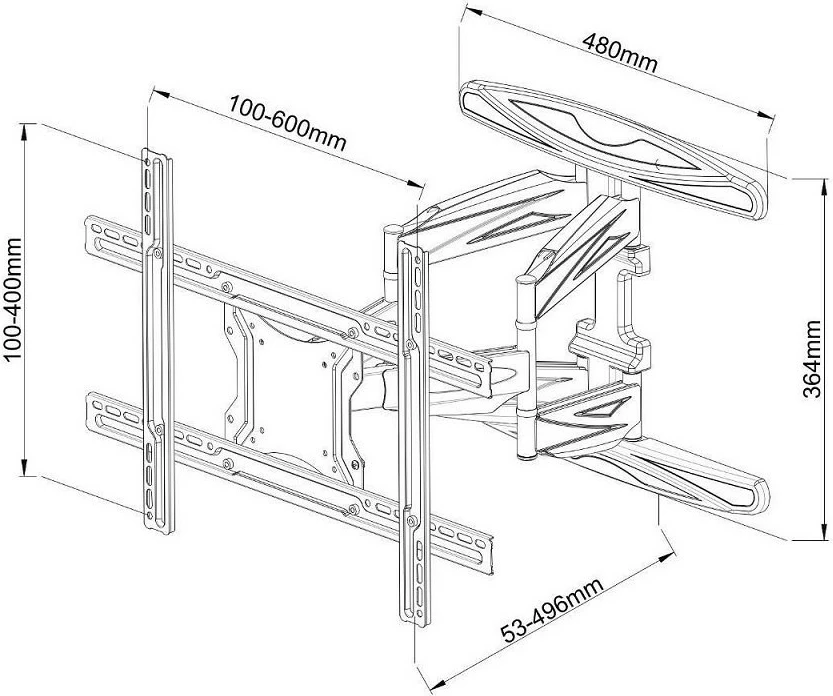 Mbajtës muri për TV Techly 308886, për LCD/LED 40-80 inç, 50kg, VESA, i zi