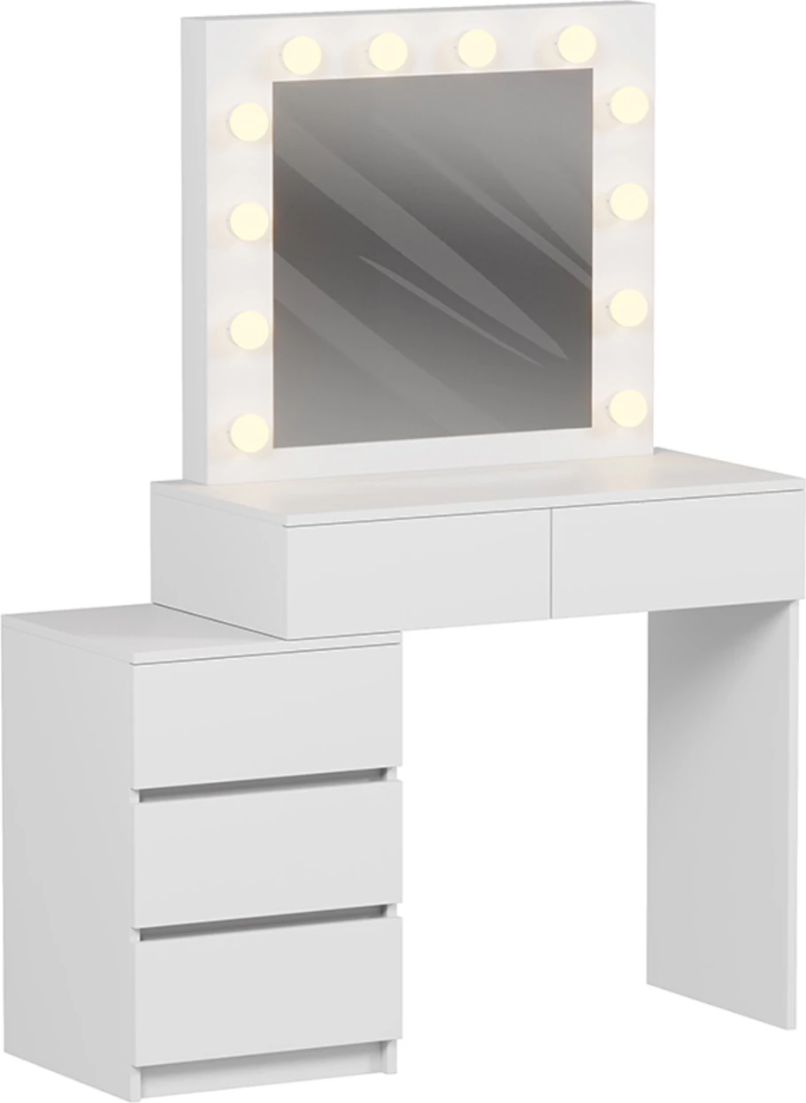 Tavolinë grimi me LED dhe sirtarë BEYON FH2500.03 melaminë, e bardhë, 80x40x140H cm