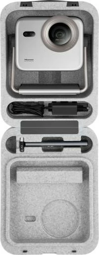 Projektor lazer 4K, Hisense M2 Pro, 1300 ANSI lm, short throw 1.0–1.3:1, auto-focus/keystone, Wi‑Fi/Bluetooth, gri