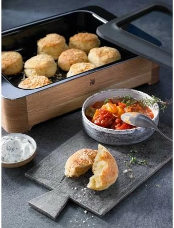 Tavë WMF Fusiontec, Kaserolë, Kërmike, Çelik, Dru, 360 mm, E zezë, Kafe