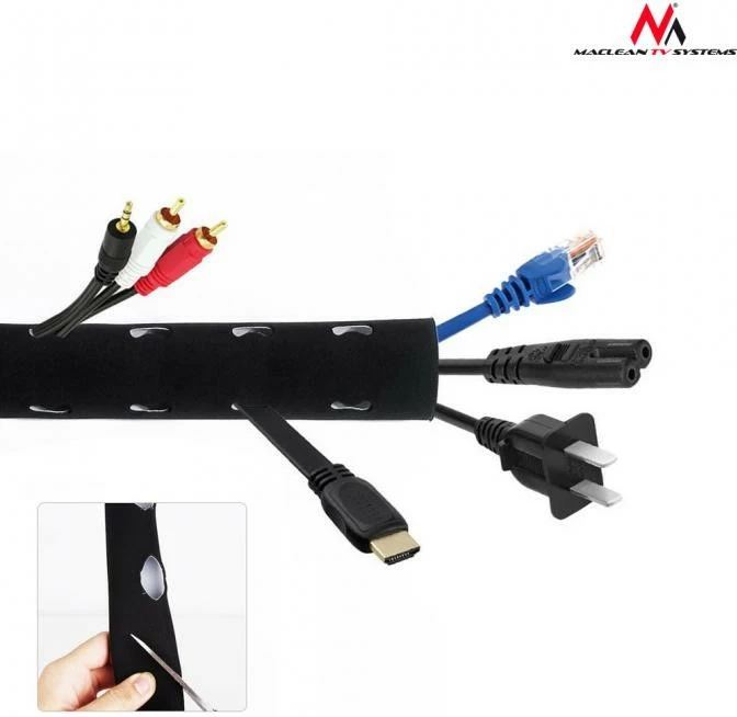 Organizues kabllosh Maclean MCTV-672, neopren, 110mm x 2m, zi/bardhë