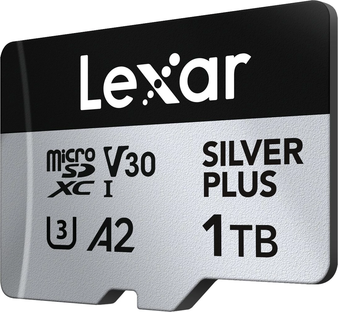 Kartë memorie microSD, Lexar, LMSSIPL001T-BNANG Silver Plus, 1TB, SDXC UHS-I, A2 U3 V30, deri 205/150MB/s, me adapter SD, argjendtë