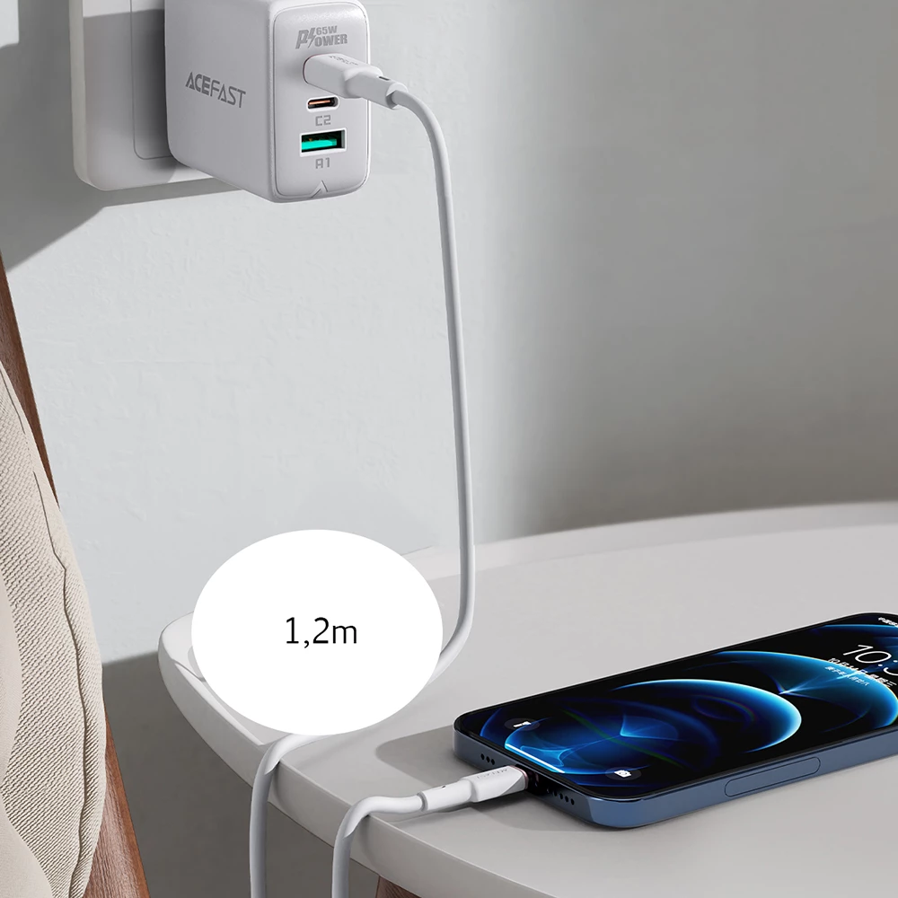 Kabllo Acefast C2-01, USB Type-C në Lightning, 1.2m, 30W, e zezë