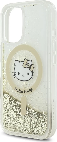 Mbështjellës Hello Kitty Liquid Glitter Fever MagSafe për iPhone 16, Gold
