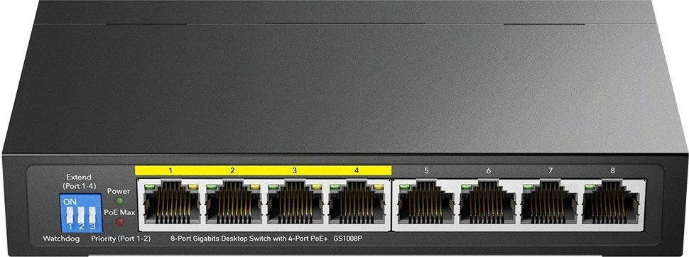 Switch Cudy GS1008P 8 porta Gigabit, 4 PoE+ deri 30W, buxhet 60W, metal