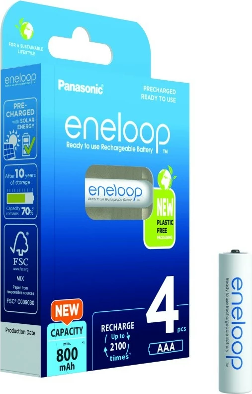 Bateri të rikarikueshme Panasonic Eneloop AAA 800 mAh, 4 copë