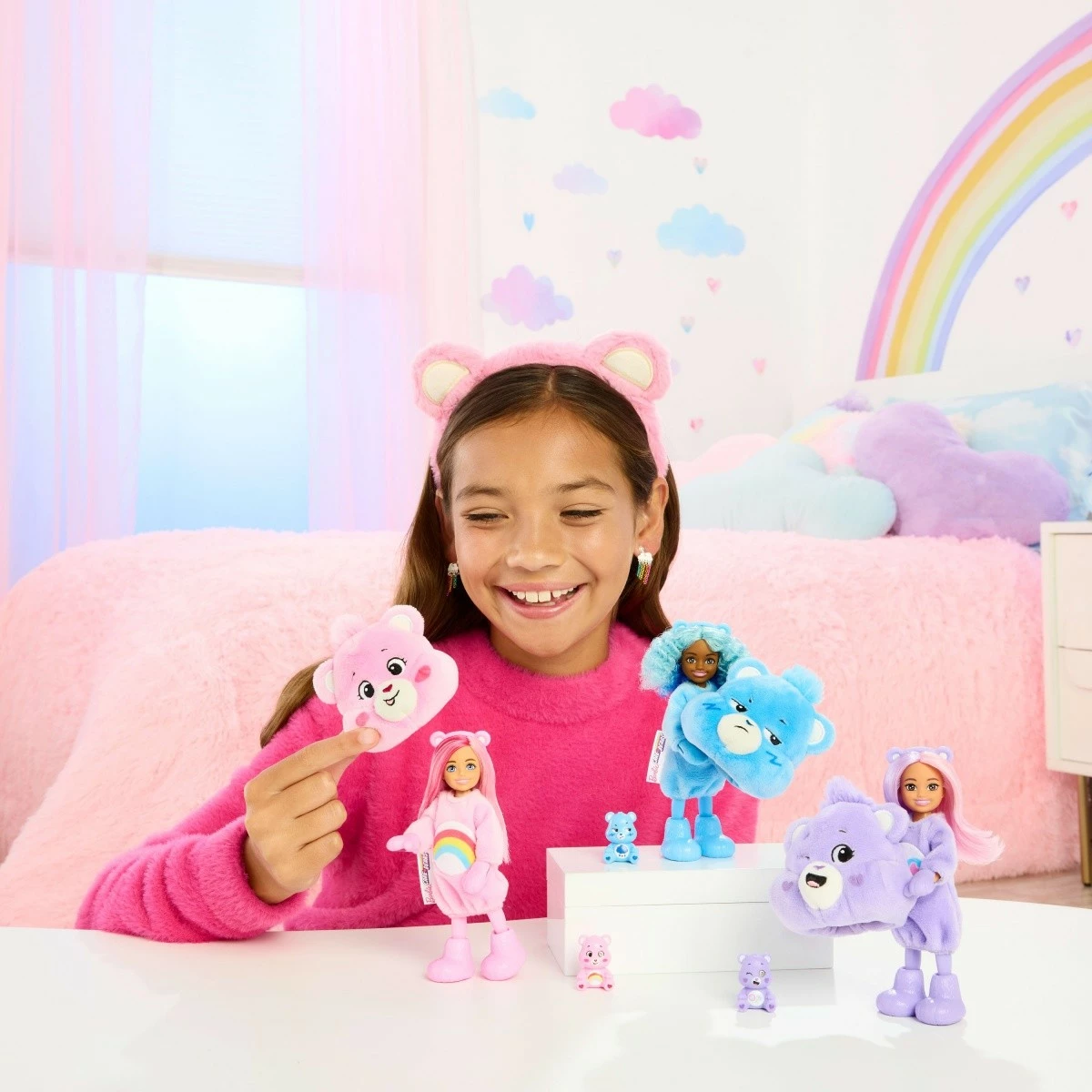 Kukull Barbie Chelsea Cutie Reveal Care Bears, Mattel JCN97, me aksesorë, Rozë
