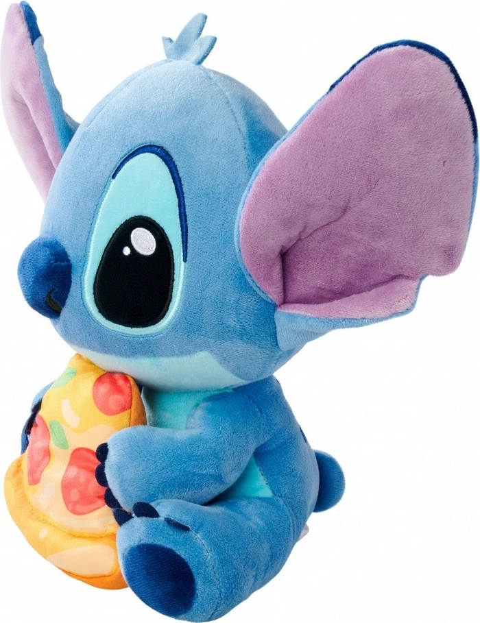 Lodër pelushi Disney Stitch me pizza, Simba, 25 cm, shumëngjyrëshe