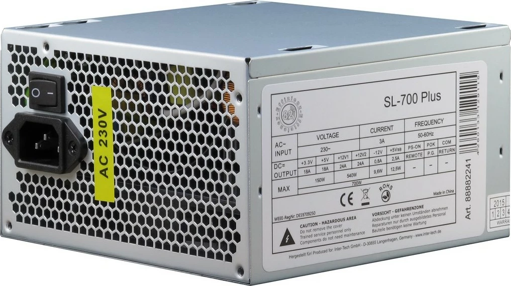 Furnizues energjie Inter-Tech SL-700 Plus, 700W, ATX 2.4, jo-modular, argjendtë