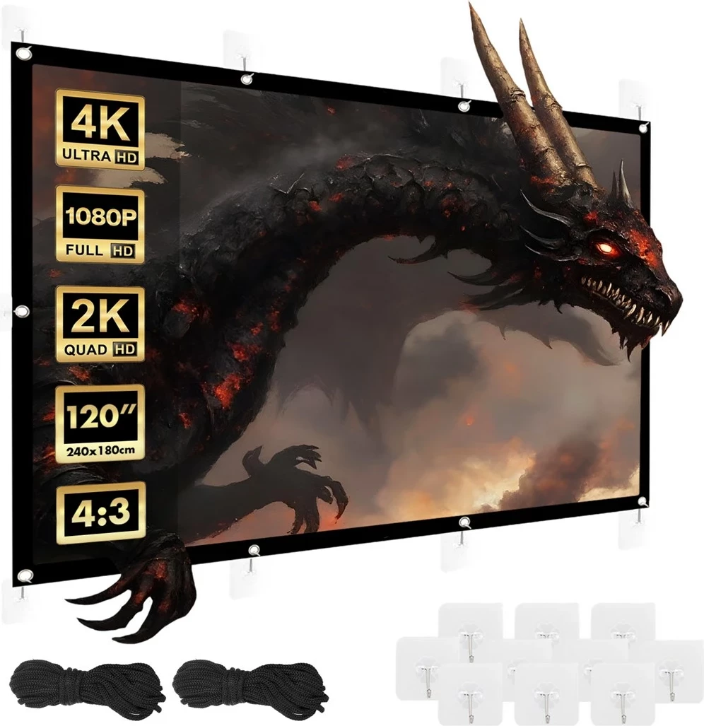 Ekran projekcioni Maclean MC-169, 120", 240x180cm, 4:3, poliester, me grepa tensionues