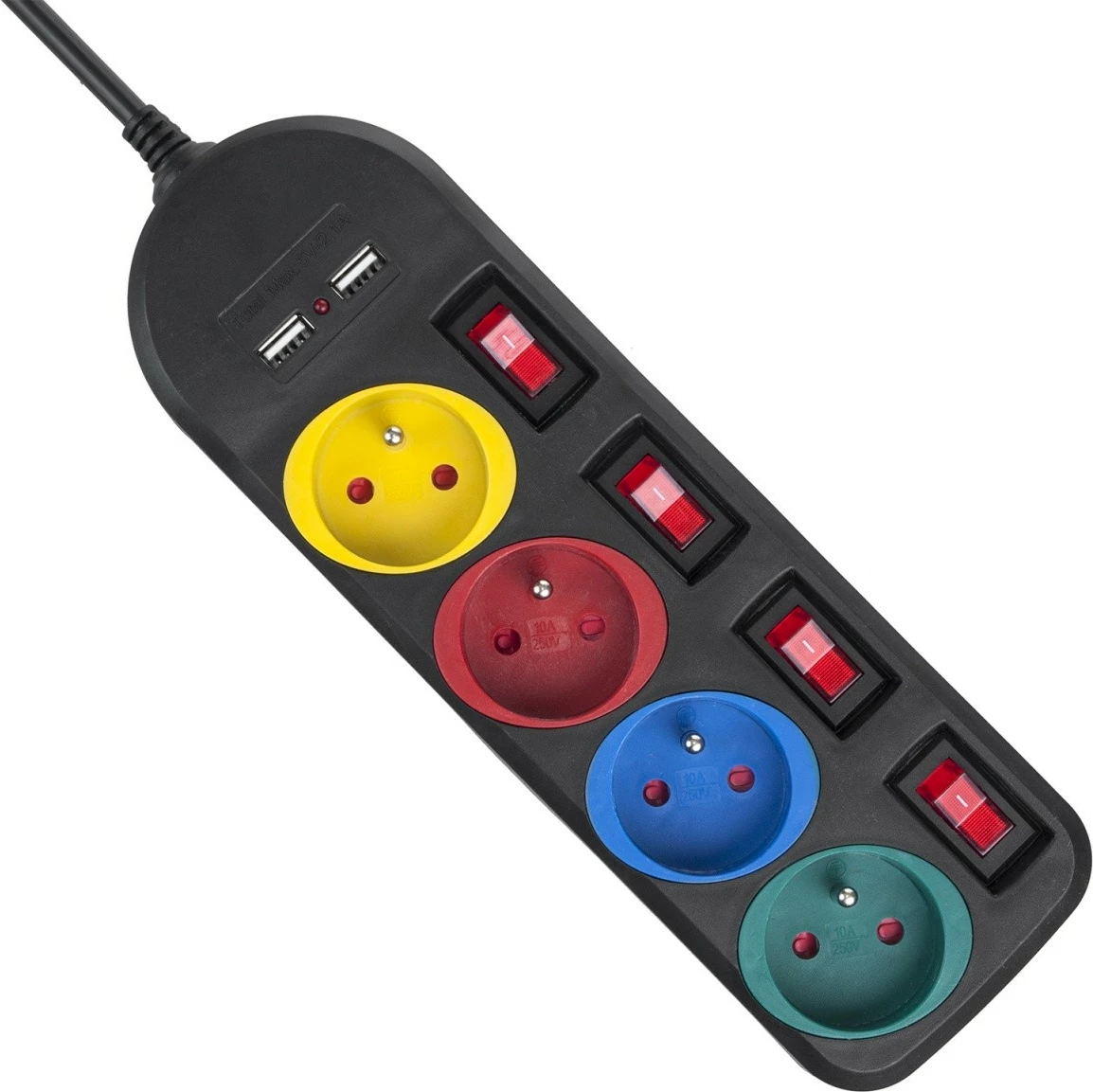 Listë elektrike Maclean MCE229B me 4 dalje + 2xUSB, e zezë