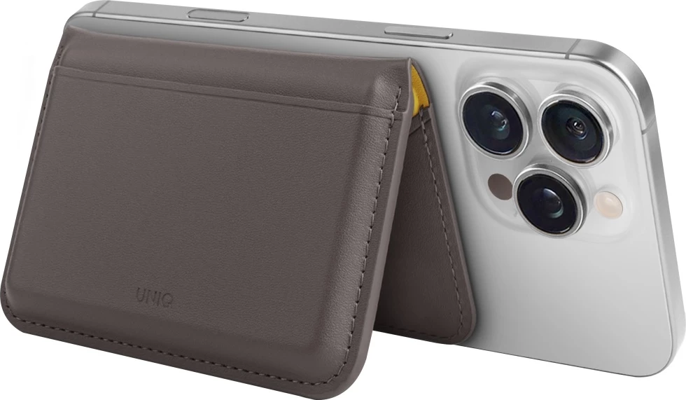 Portofol magnetik për telefon UNIQ Lyden DS me RFID dhe mbajtës, Gri