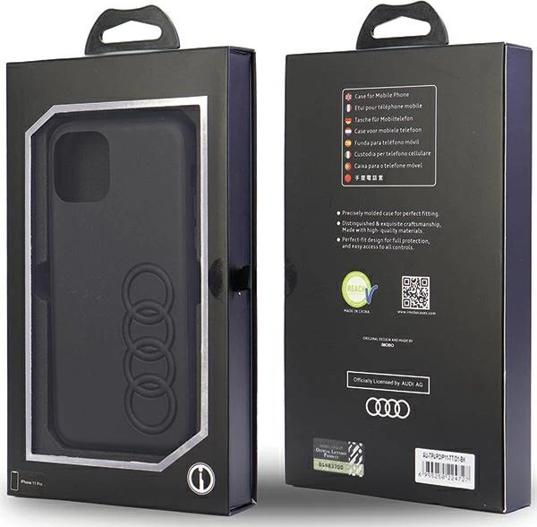 Mbështjellës Audi për iPhone 11 Pro 5.8", lëkurë sintetike, i zi