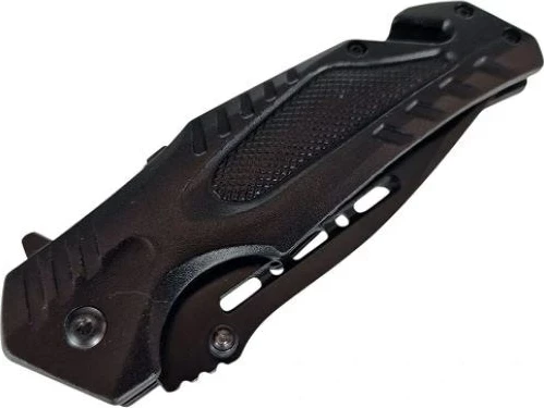 Thikë shpëtimi AZYMUT H-K2010878 me prerës rripi, thyes xhami dhe mbështjellës, e zezë