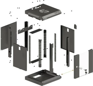 Kasë RACK Lanberg 10" 6U 300x300, e zezë, dyer xhami