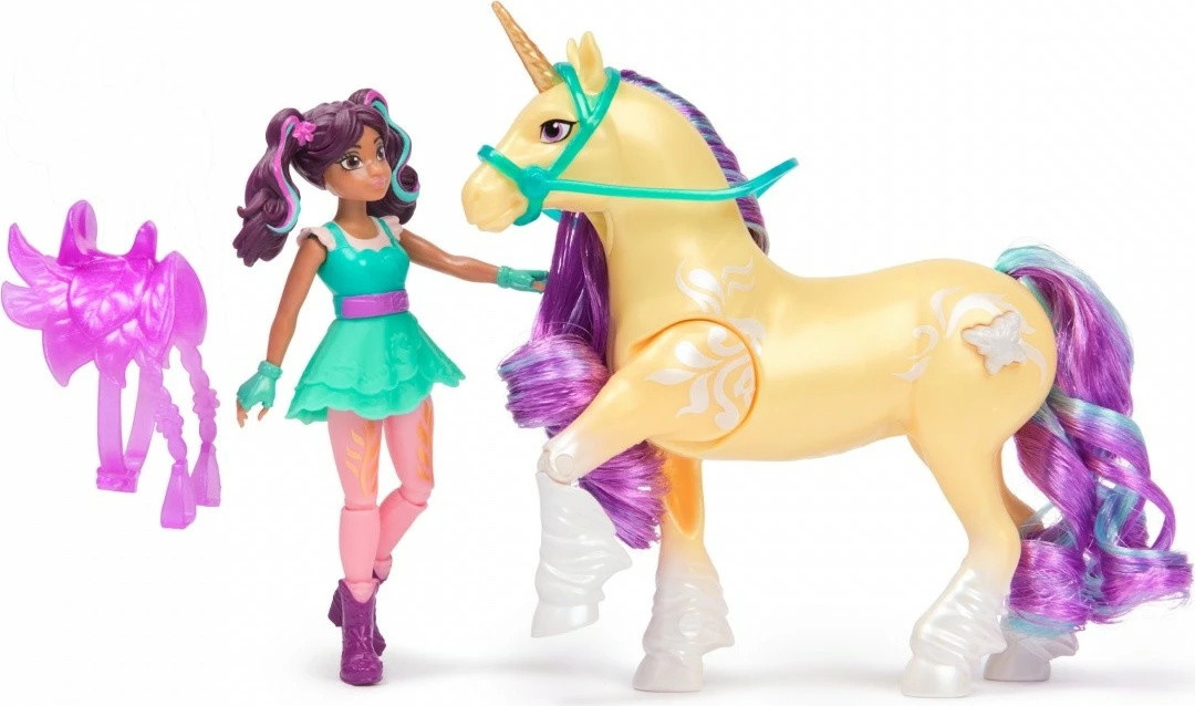 Set figurina Unicorn Academy Spin Master Ava & Plant Magic Leaf, 11 cm + 12 cm, për vajza