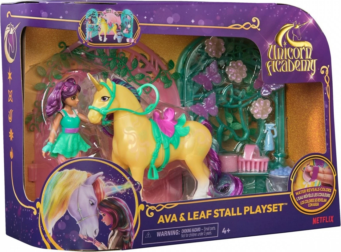 Set figurina Unicorn Academy Spin Master 6072051, Ava & Leaf, me aksesorë, ndryshim ngjyre