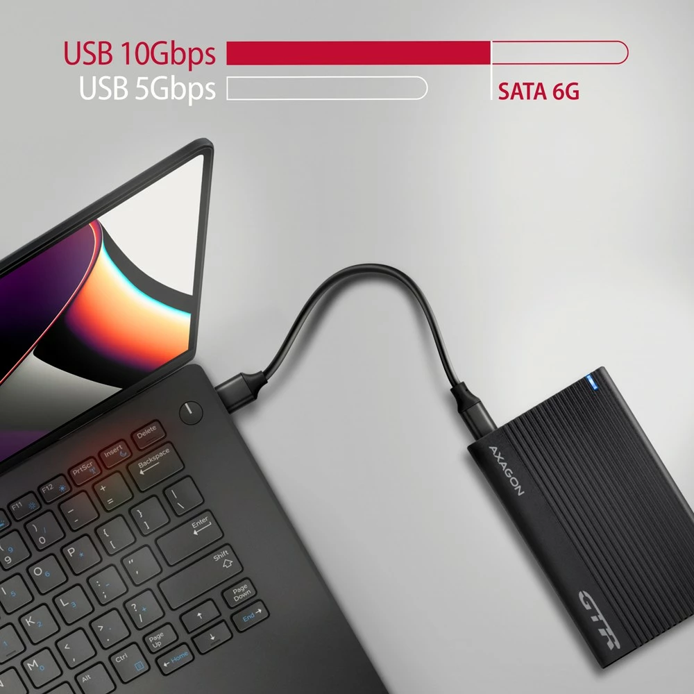 Kasë e jashtme AXAGON EE25-GTR për SSD/HDD 2.5", USB 3.2 Gen 2, e zezë