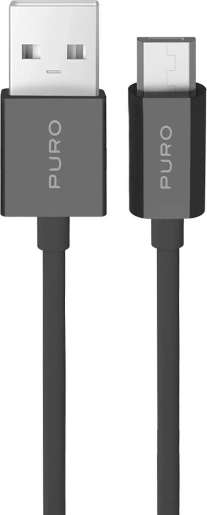 Kabllo Puro USB-A në microUSB, 2m, 12W, e zezë