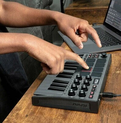 Mikset për DJ AKAI MPK Mini MK3, MIDI USB, e zezë/hiri