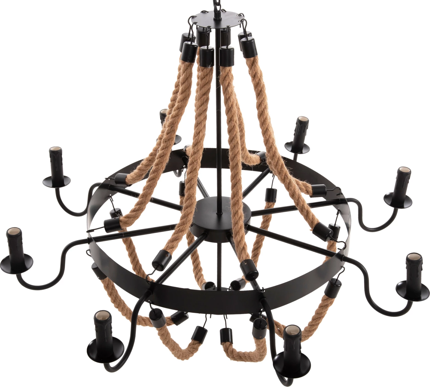 Llambadar tavani 8-drita FH4178 litar dhe metal i zi 84x84x121Hcm